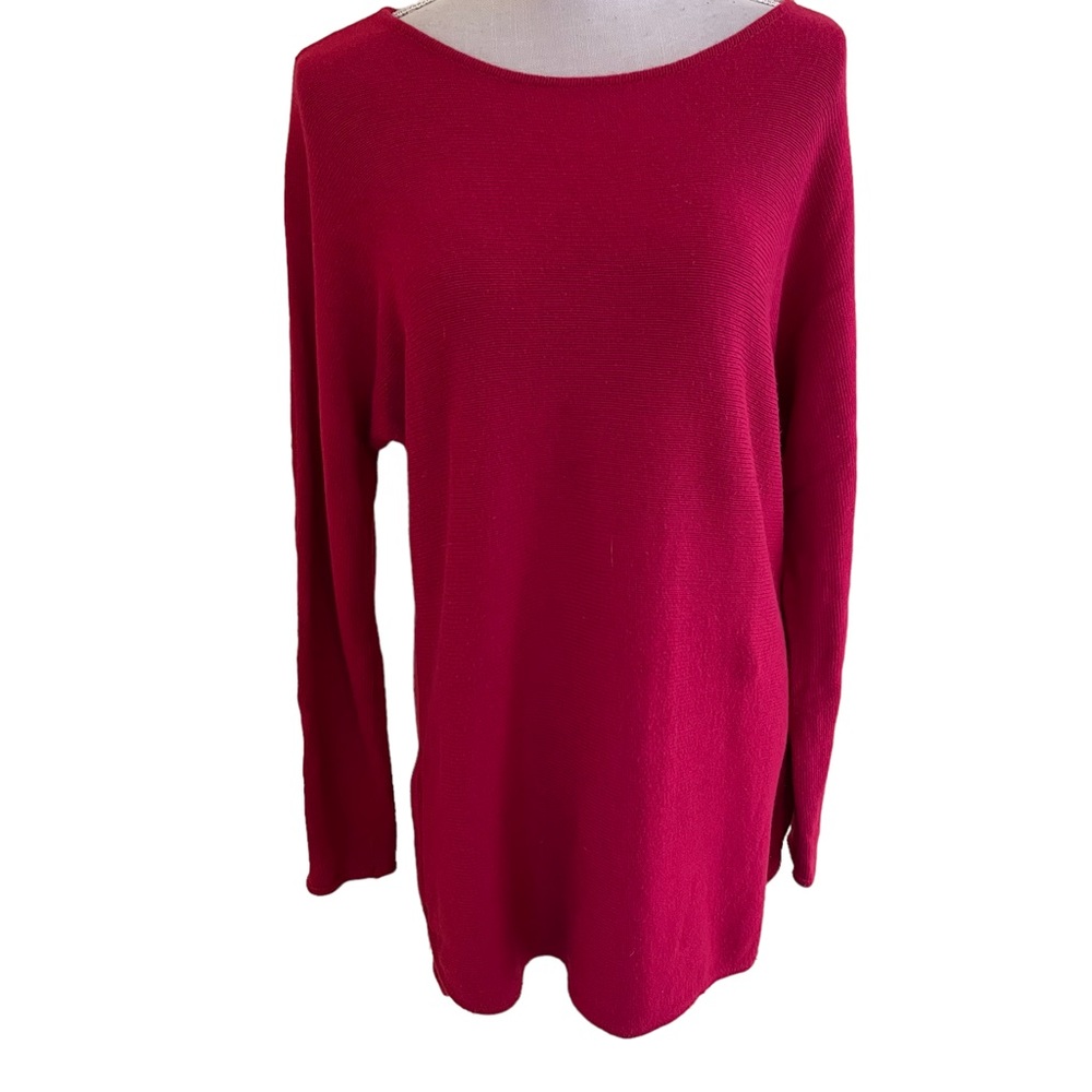 Michael Michael Kors Red Bateau Neck Zipper Detail Sweater M